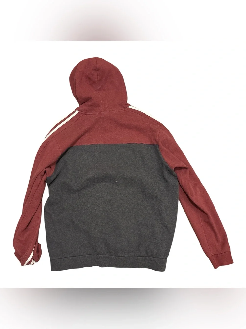 adidas Two-Tone Pullover Hoodie in Burgundy and Charcoal